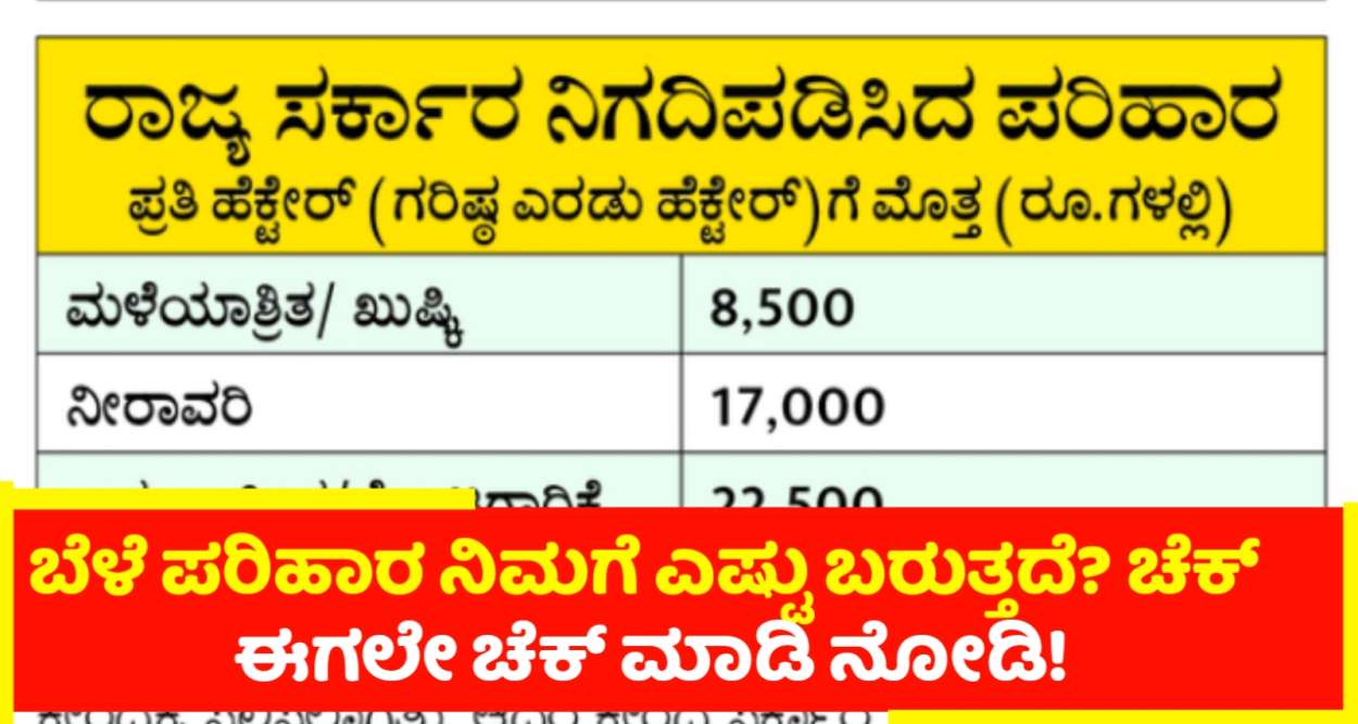 ಬರಗಾಲ ಪರಿಹಾರ |ಒಂದು ಎಕರೆಗೆ ಎಷ್ಟು ಪರಿಹಾರ ಹಣ ಜಮಾ ಆಗುತ್ತದೆ ಚೆಕ್ ಮಾಡಿ