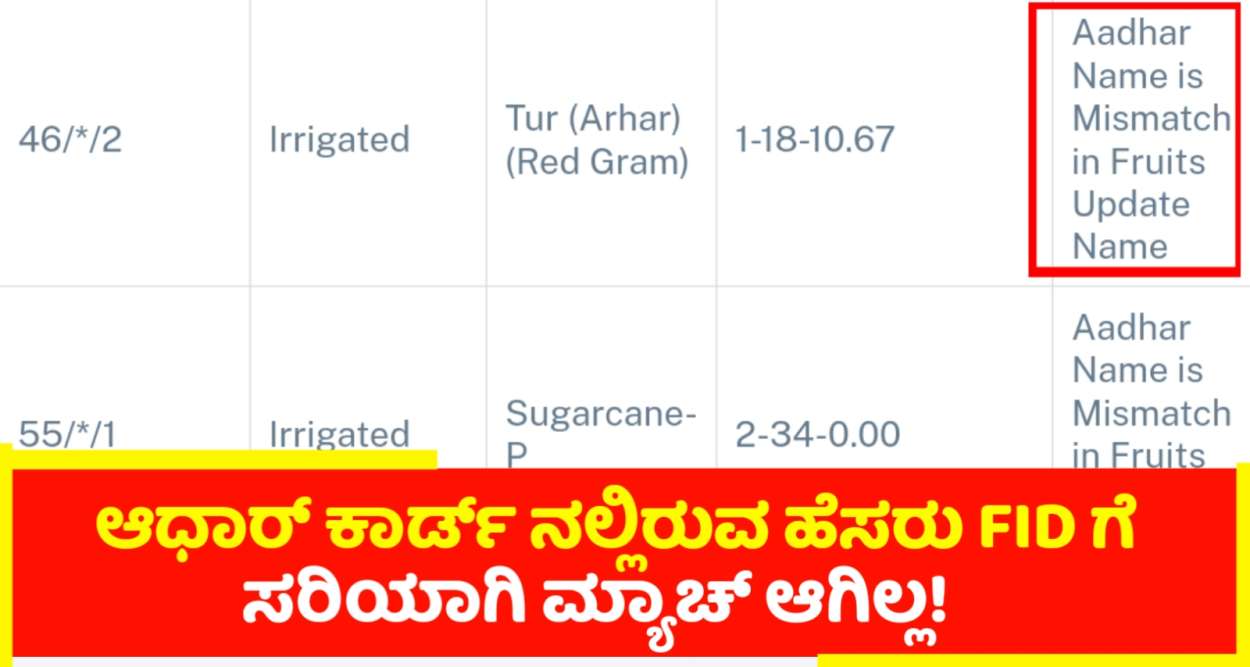 Aadhar mismatched in fruits Update name| ಈ ತರಹ ಬಂದರೆ ಪರಿಹಾರ ಹಣ ಯಾರಿಗೂ ಜಮಾ ಆಗಲ್ಲ!