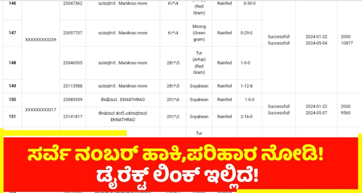 ಸರ್ವೇ ನಂಬರ್ ಹಾಕಿ ಪರಿಹಾರ ಹಣ ಚೆಕ್ ಮಾಡಿ ಇಲ್ಲಿದೆ ಡೈರೆಕ್ಟ್ ಲಿಂಕ್