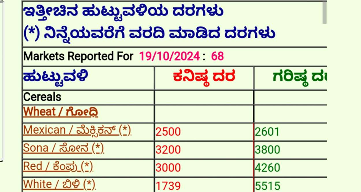 Market Mandi Price! ಮಾರುಕಟ್ಟೆ ದರಗಳು!